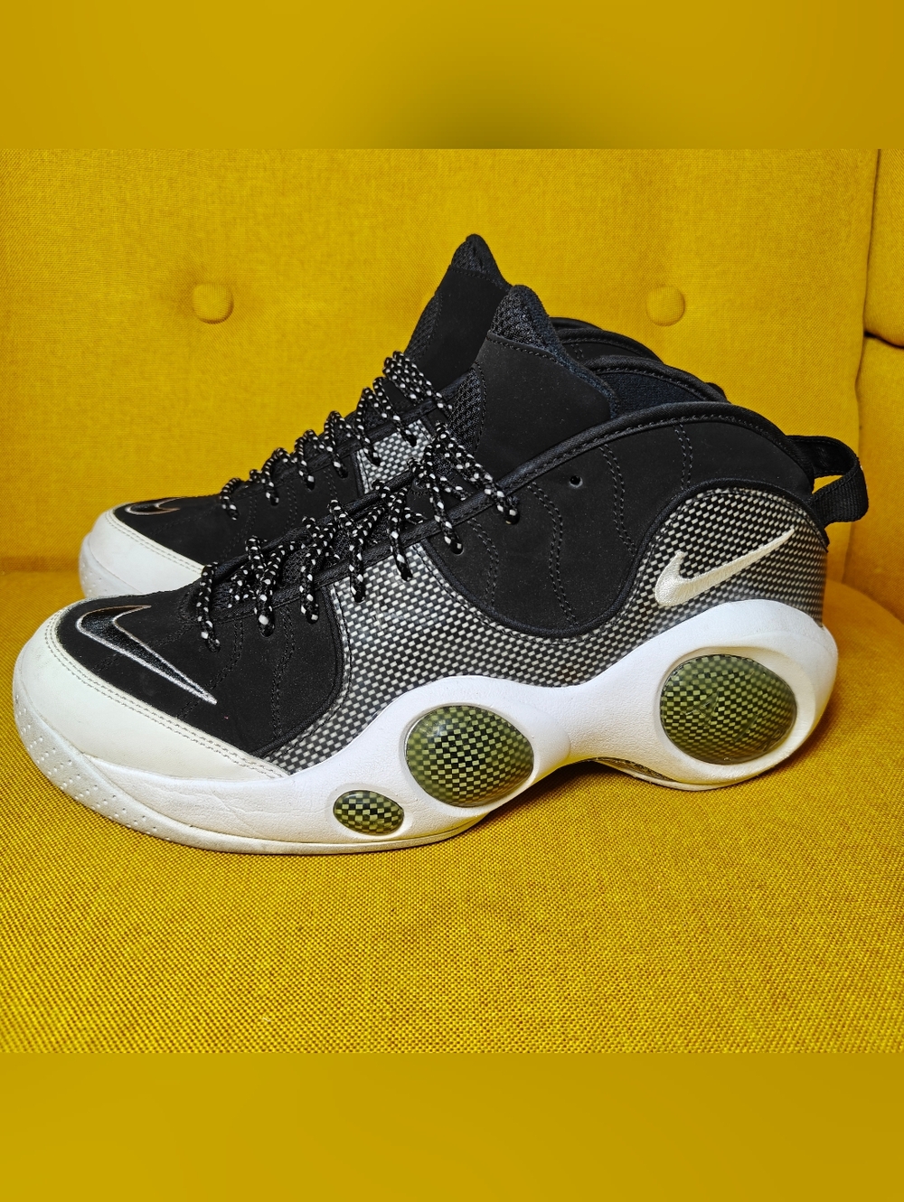 Nike Air Zoom Flight 95 Jason Kidd White Black Patent Basketball Sneaker Men's 9